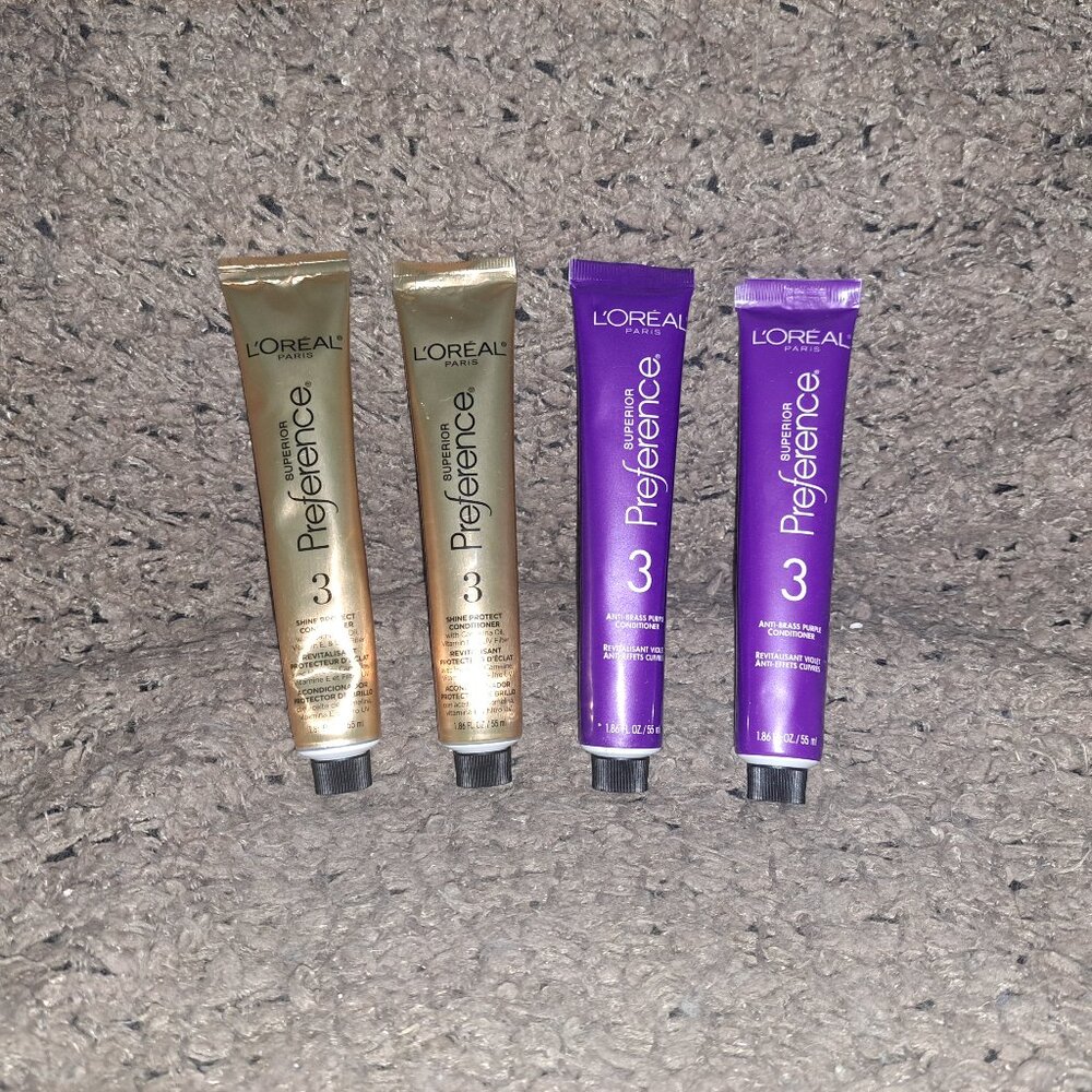 4 Tubes L'Oreal Superior Preference #3 Color & Shine-2 Shine/Protect/2Anti-Brass